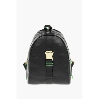 Moschino LOVE Logoed Shoulder Strap Faux Leather SAFETY Backpack