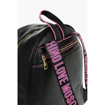 Moschino LOVE Logoed Shoulder Strap Faux Leather SAFETY Backpack