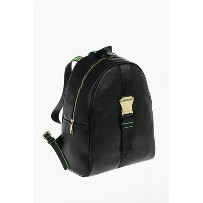 Moschino LOVE Logoed Shoulder Strap Faux Leather SAFETY Backpack