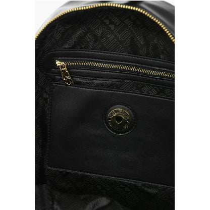 Moschino LOVE Logoed Shoulder Strap Faux Leather SAFETY Backpack