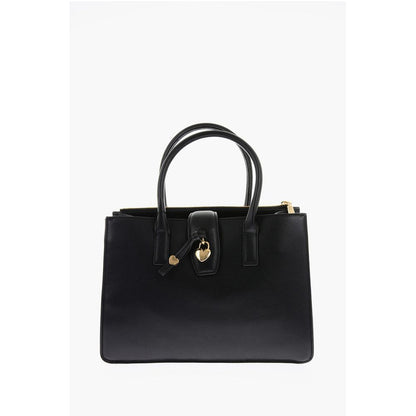 Moschino LOVE Faux Leather Tote Bag with Golden Heart Charm