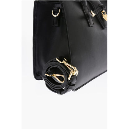 Moschino LOVE Faux Leather Tote Bag with Golden Heart Charm