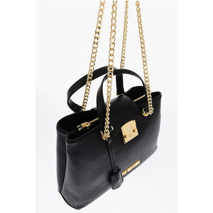 Moschino LOVE Textured Faux Leather LUCILLE Tote Bag with Double Comp