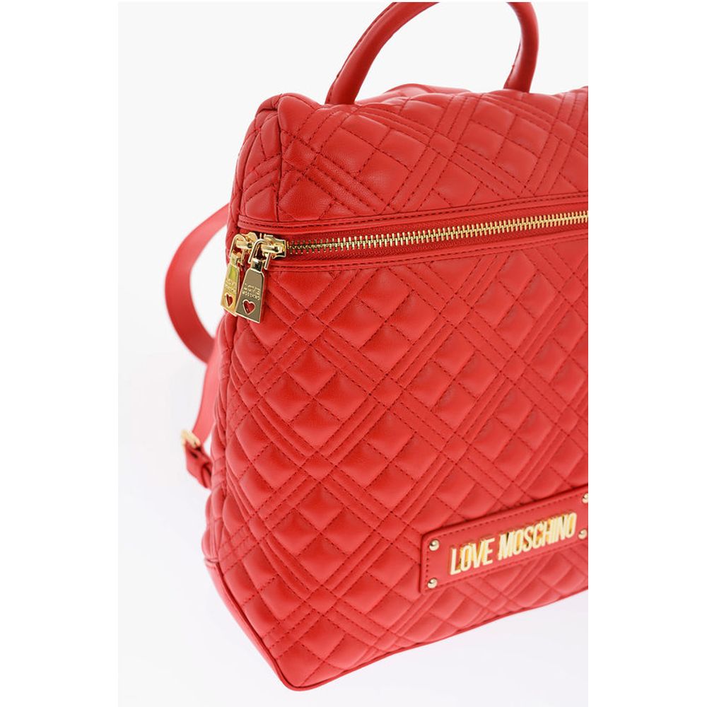 Moschino LOVE Quilted Faux Leather Backpack with Golden Logo