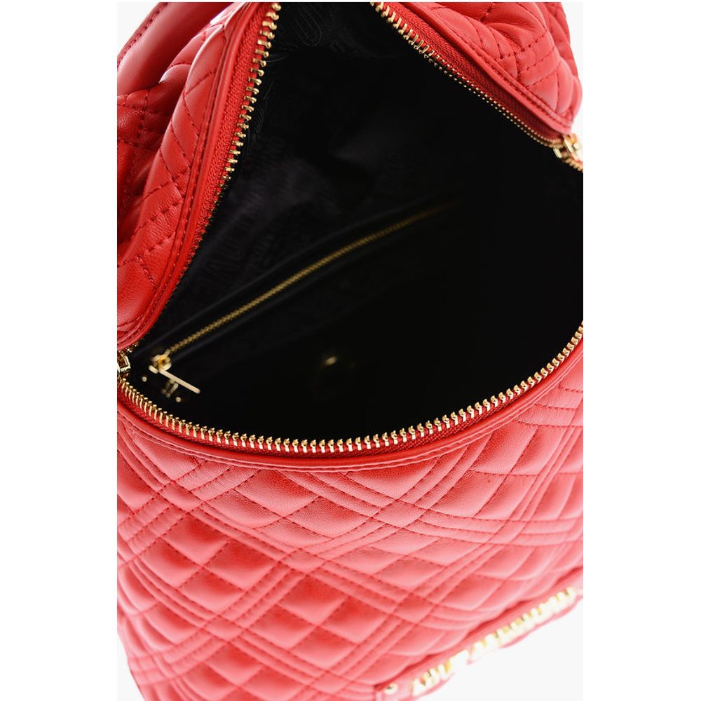 Moschino LOVE Quilted Faux Leather Backpack with Golden Logo