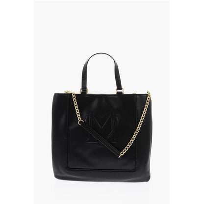Moschino LOVE faux Leather Maxi Monogram Handle Bag with Removable Ne