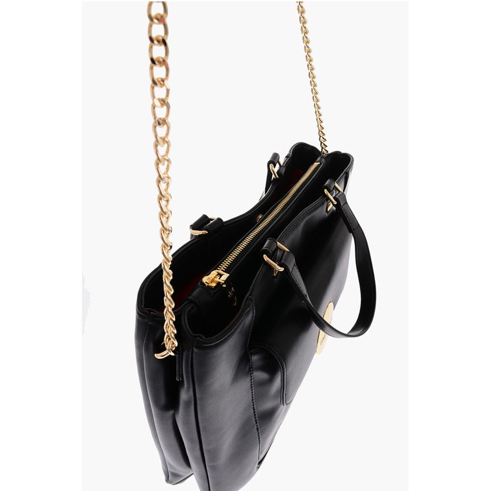 Moschino LOVE faux Leather Maxi Monogram Handle Bag with Removable Ne