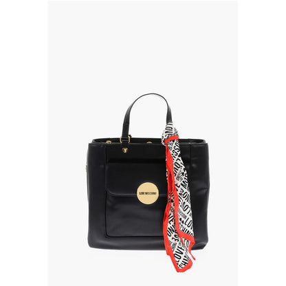 Moschino LOVE faux Leather Maxi Monogram Handle Bag with Removable Ne