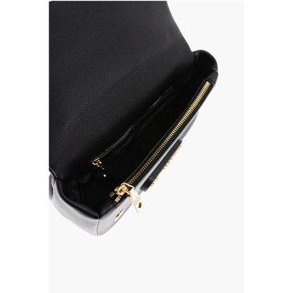 Moschino LOVE Textured Faux Leather Shoulder Bag with Golden Logo