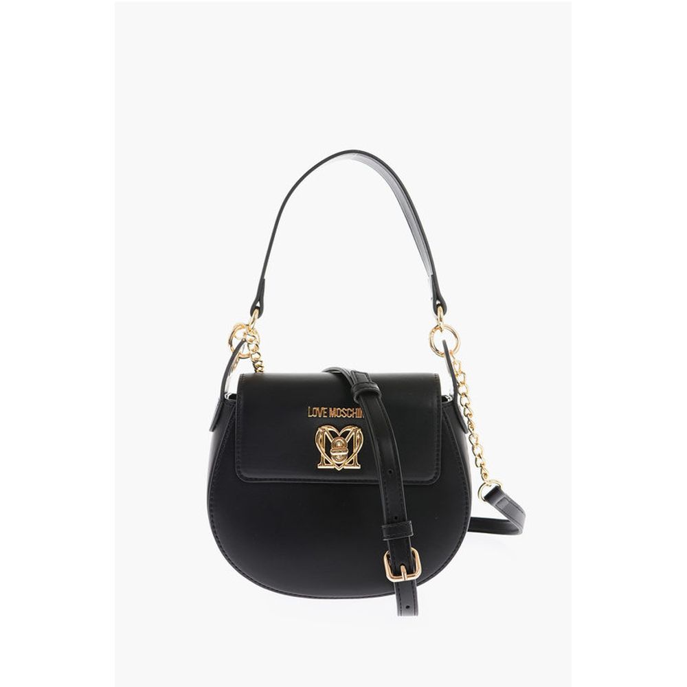 Moschino LOVE Faux Leather Mini Saddle Bag with Golden Closure Turn L