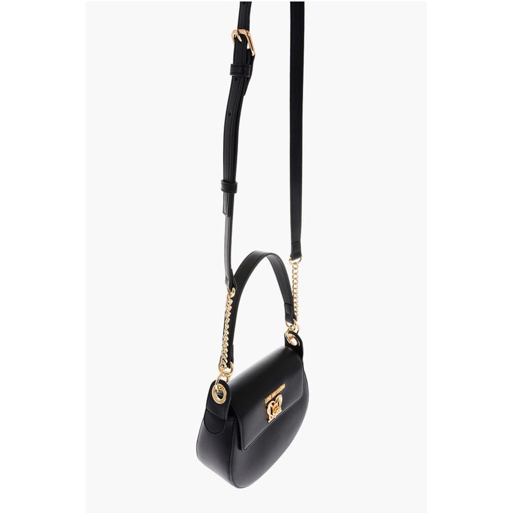 Moschino LOVE Faux Leather Mini Saddle Bag with Golden Closure Turn L