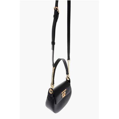 Moschino LOVE Faux Leather Mini Saddle Bag with Golden Closure Turn L