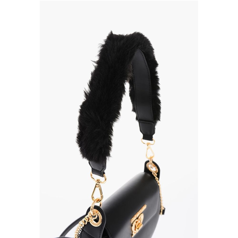 Moschino LOVE Faux Leather Mini Saddle Bag with Golden Closure Turn L