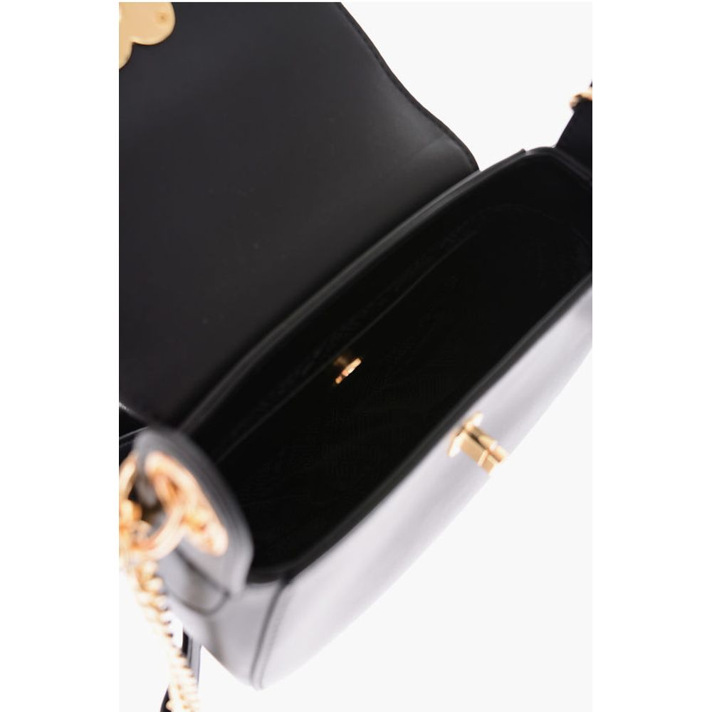 Moschino LOVE Faux Leather Mini Saddle Bag with Golden Closure Turn L