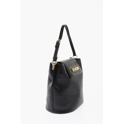 Moschino LOVE Textured Faux Leather Bucket Bag with Embossed Logo