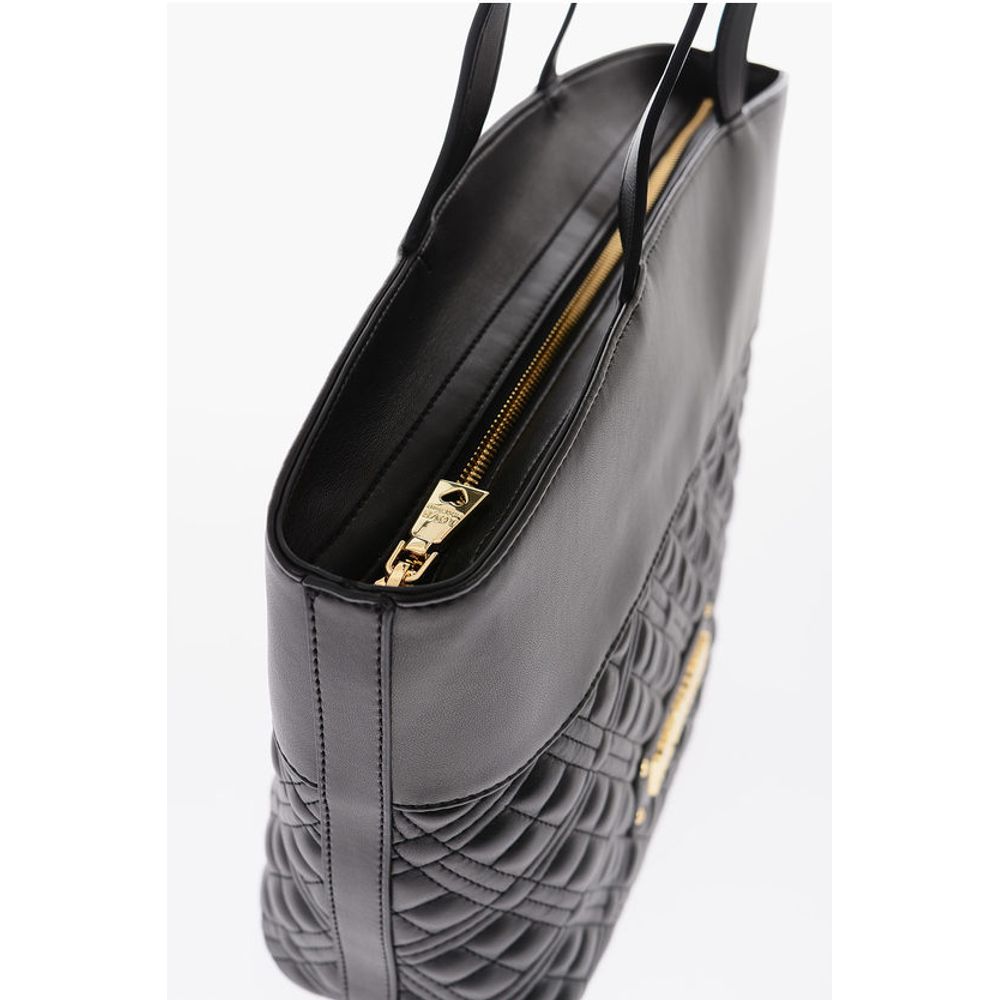 Moschino LOVE Quilted Faux Leather Tote Bag with Embossed Logo