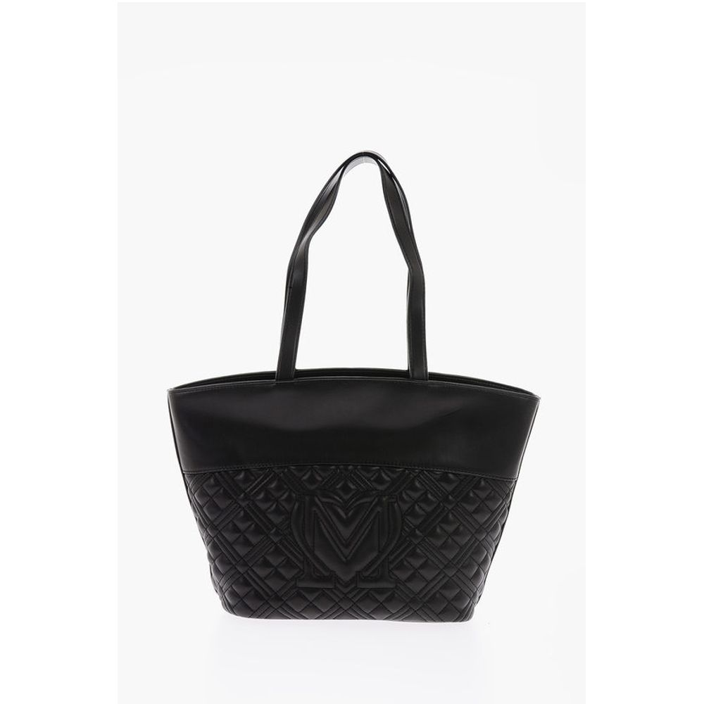 Moschino LOVE Quilted Faux Leather Tote Bag with Embossed Logo
