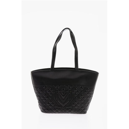 Moschino LOVE Quilted Faux Leather Tote Bag with Embossed Logo