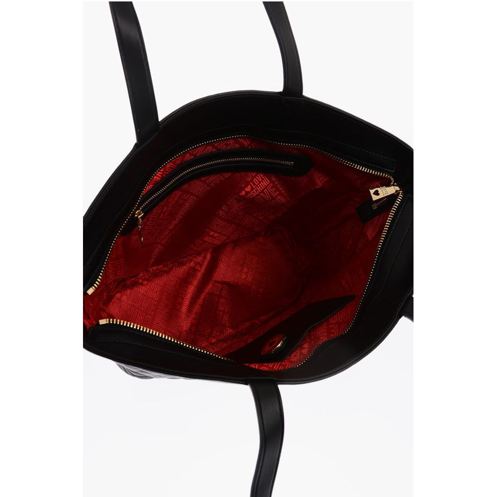 Moschino LOVE Quilted Faux Leather Tote Bag with Embossed Logo