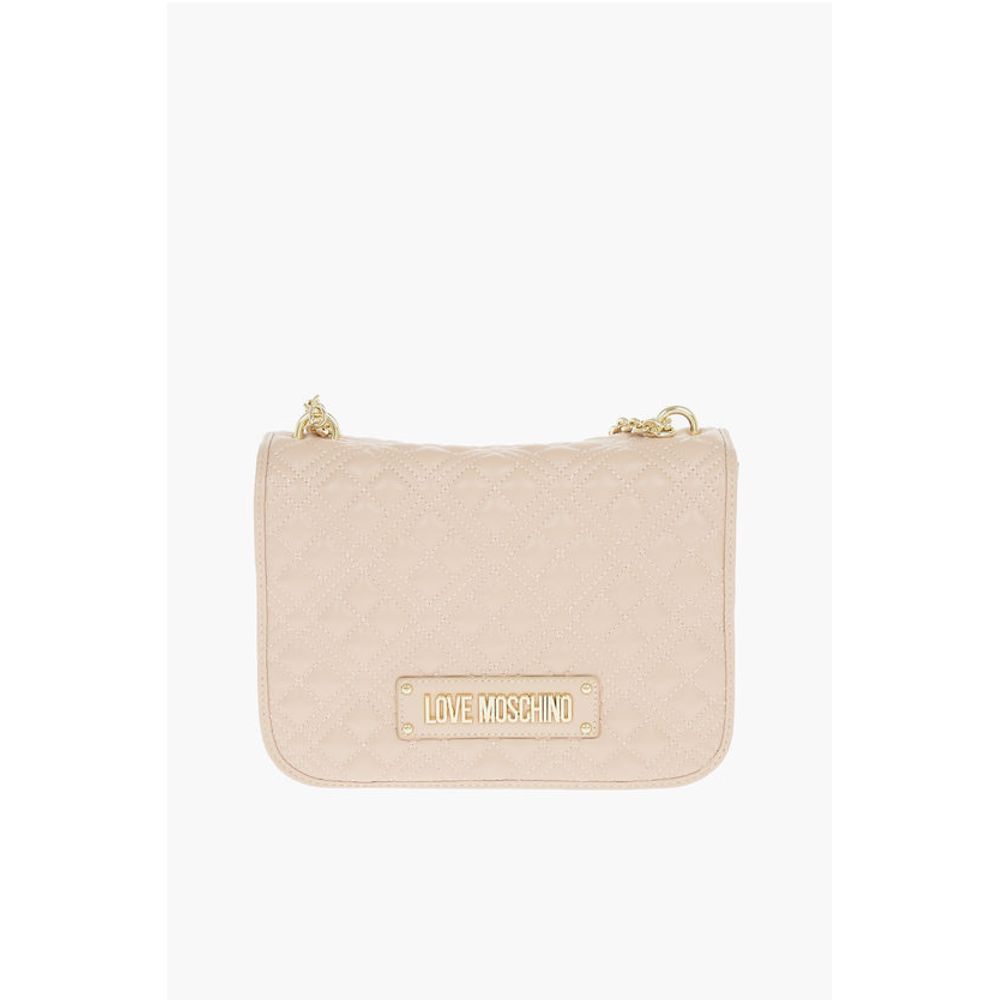 Moschino LOVE Quilted Faux Leather Shoulder Bag with Embossed Logo