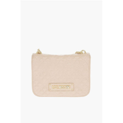 Moschino LOVE Quilted Faux Leather Shoulder Bag with Embossed Logo