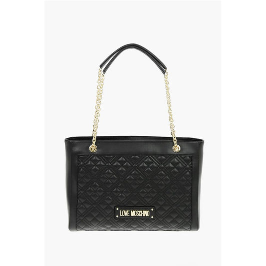 Moschino LOVE Quilted Faux Leather Tote Bag with Maxi Monogram