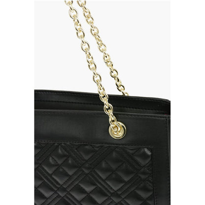 Moschino LOVE Quilted Faux Leather Tote Bag with Maxi Monogram