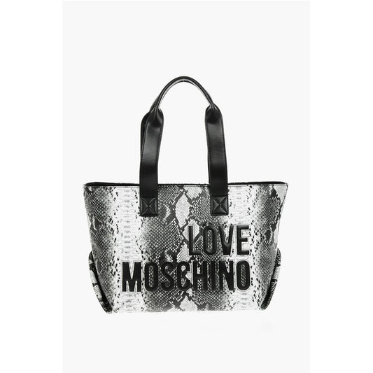 Moschino LOVE Snake Effect Faux Leather Tote Bag