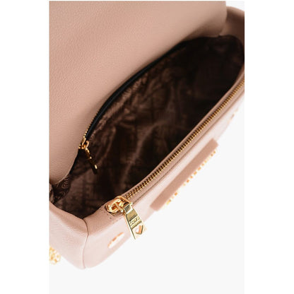 Moschino LOVE Textured Faux Leather Shoulder Bag with Golden Logo