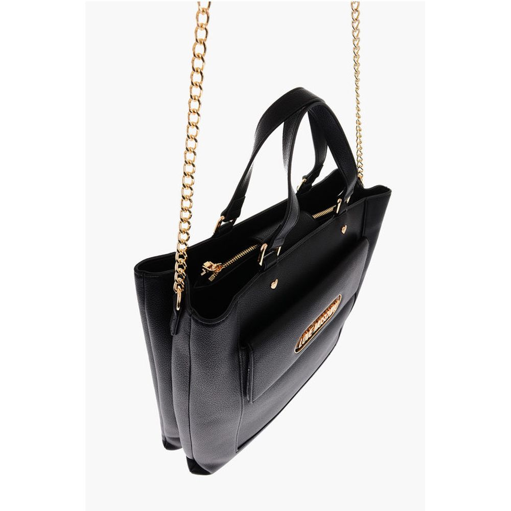 Moschino LOVE Faux Leather Rectangular Bag with Maxi Patch Pocket