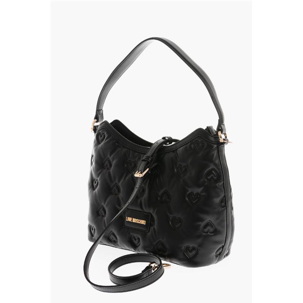 Moschino LOVE Embossed Hearts All Over Faux Leather Hobo Bag