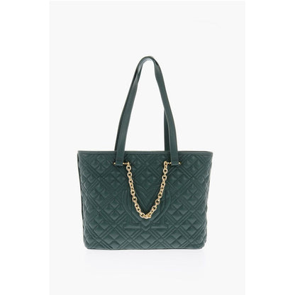 Moschino LOVE Faux Leather Quilted Tote Bag with Golden Details