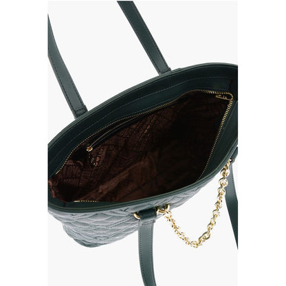 Moschino LOVE Faux Leather Quilted Tote Bag with Golden Details