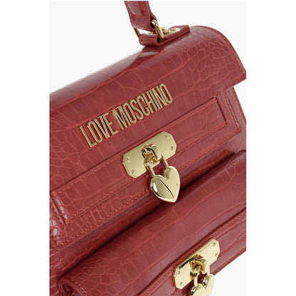 Moschino LOVE Crocodile Printed Faux Leather Hand Bag