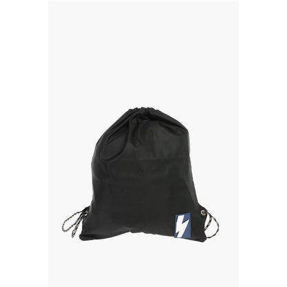 Neil Barrett solid color drawstring backpack with two-tone laces