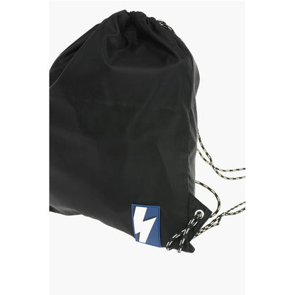 Neil Barrett solid color drawstring backpack with two-tone laces