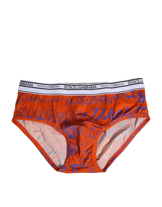 Dolce & Gabbana Orange Cotton DG Logo Printed Brief Underwear