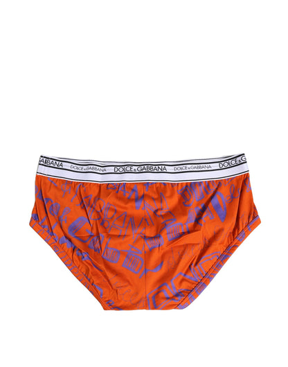 Dolce & Gabbana Orange Cotton DG Logo Printed Brief Underwear