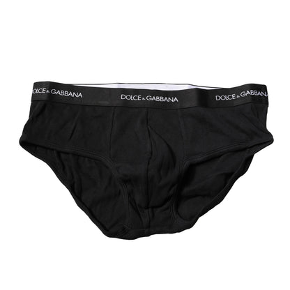 Dolce & Gabbana Black Cotton Stretch Regular Brief Underwear