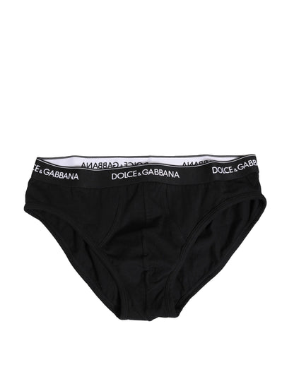 Dolce & Gabbana Black Cotton Stretch Regular Brief Underwear
