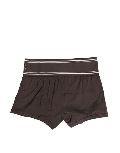 Dolce & Gabbana Brown Cotton Stretch Regular Boxer Underwear