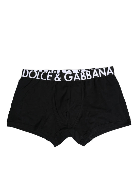 Dolce & Gabbana Black Cotton Stretch Regular Boxer Underwear