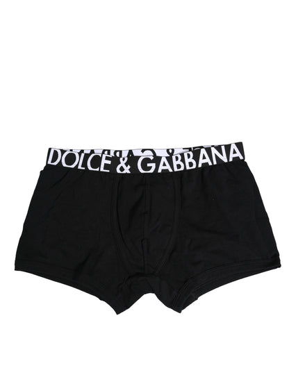 Dolce & Gabbana Black Cotton Stretch Regular Boxer Underwear