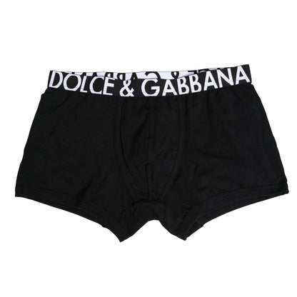 Dolce & Gabbana Black Cotton Stretch Regular Boxer Underwear