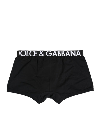 Dolce & Gabbana Black Cotton Stretch Regular Boxer Underwear