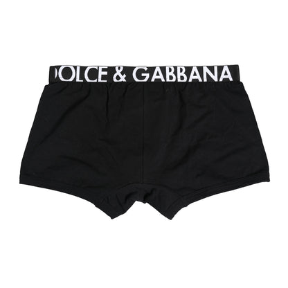 Dolce & Gabbana Black Cotton Stretch Regular Boxer Underwear