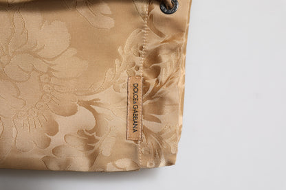 Dolce & Gabbana Brown Floral Jacquard Beachwear Shorts Swimwear