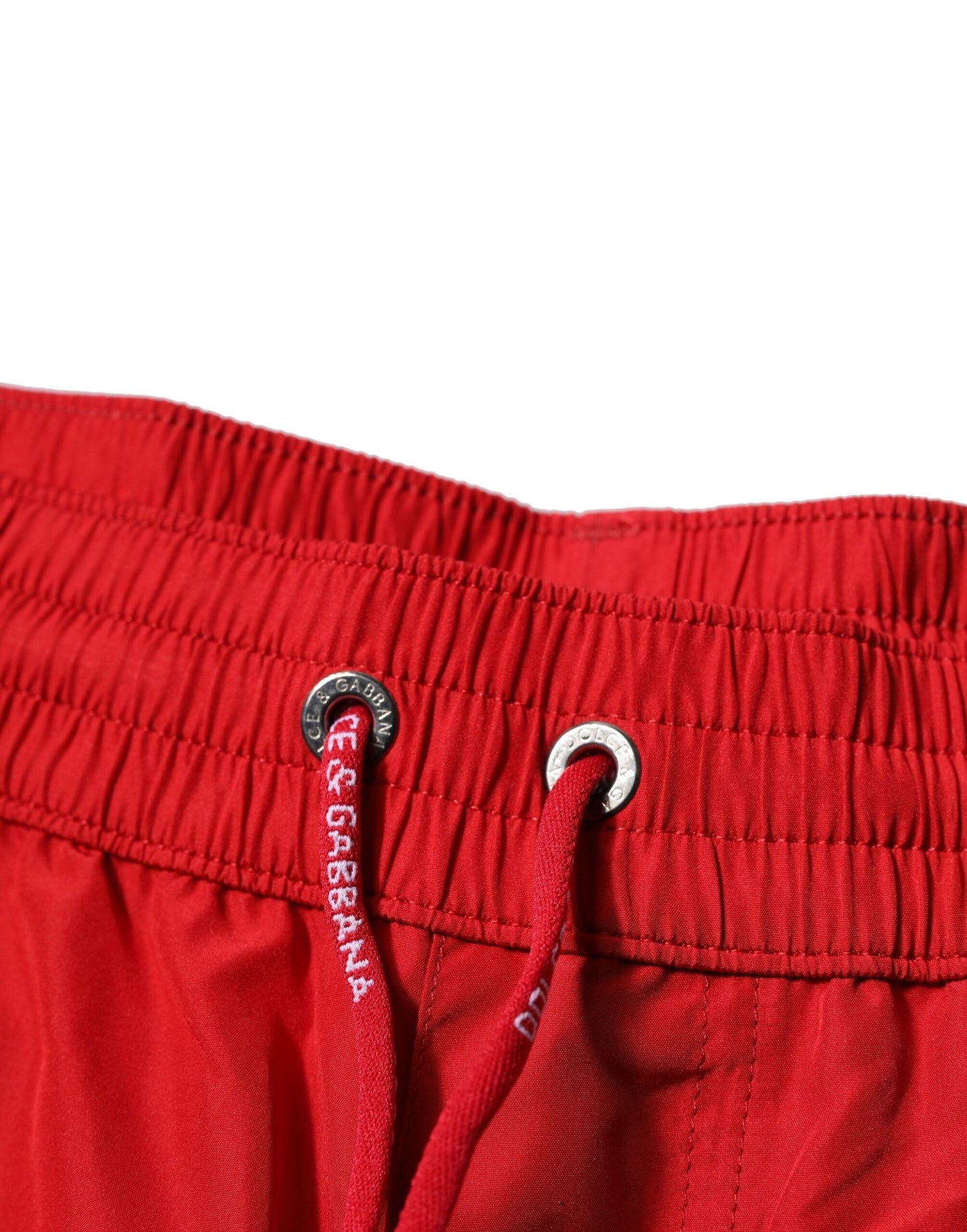 Dolce & Gabbana Red DG Logo Plaque Beachwear Shorts Swimwear