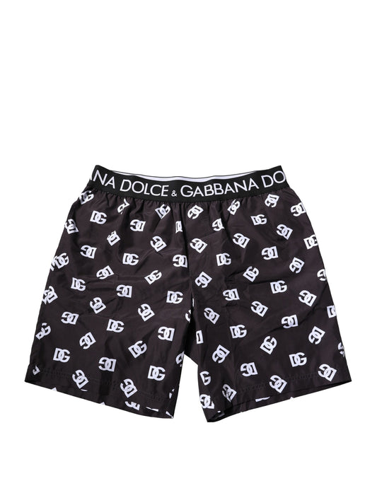 Dolce & Gabbana Black DG Logo Print Beachwear Shorts Swimwear
