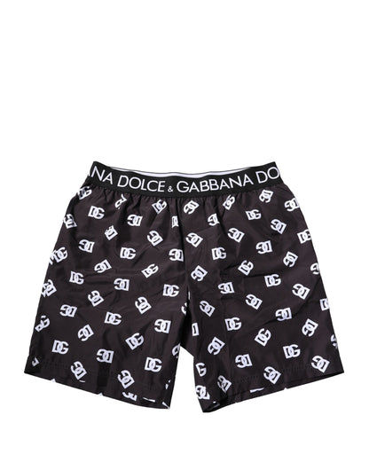Dolce & Gabbana Black DG Logo Print Beachwear Shorts Swimwear